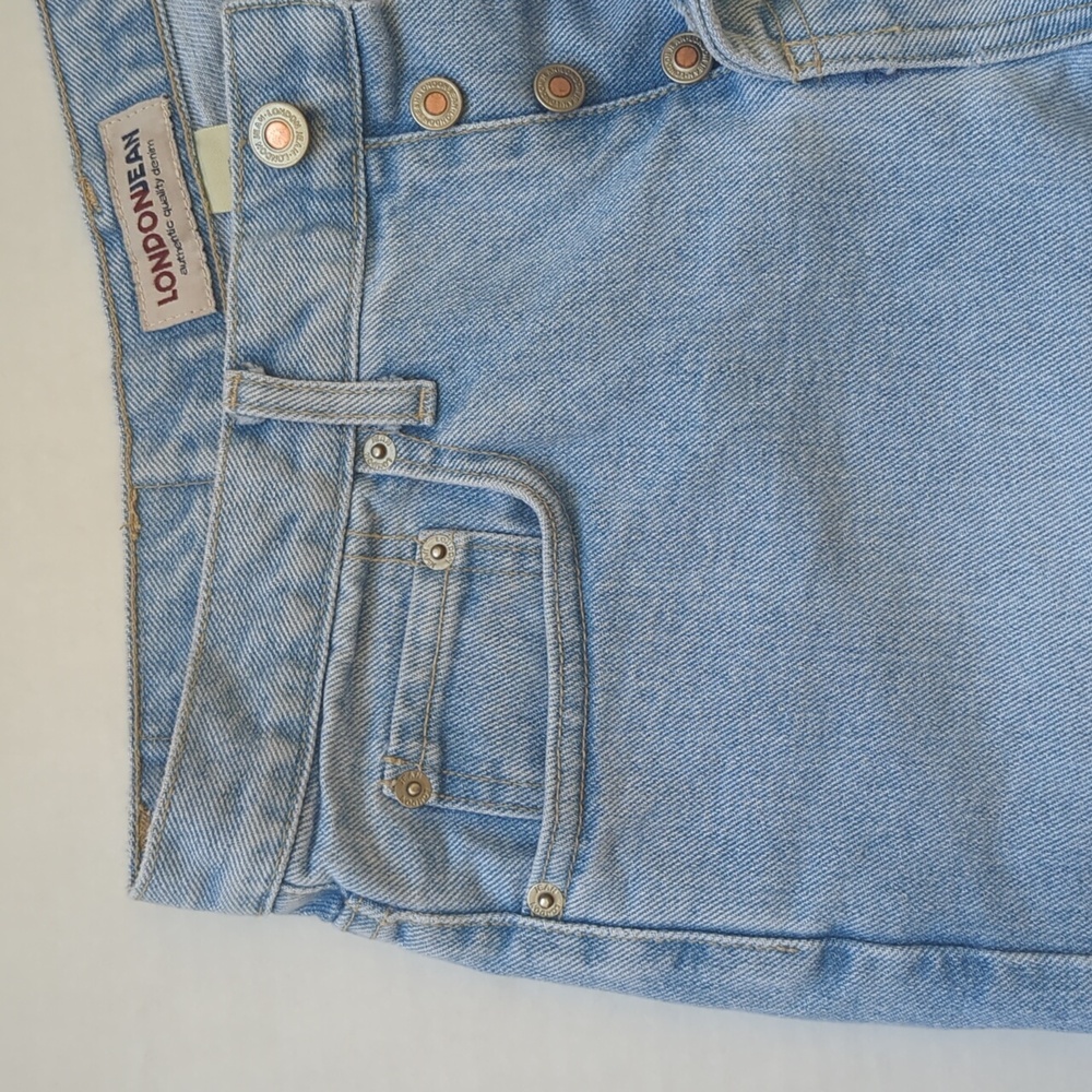 Vtg. London Jean Asian Dragon Embroidered High Rise Cropped Mom Jeans 10 Blue - Picture 9 of 13